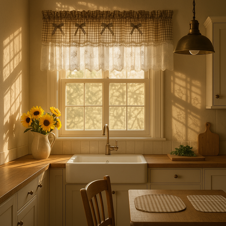 Grid Lace Half Curtain