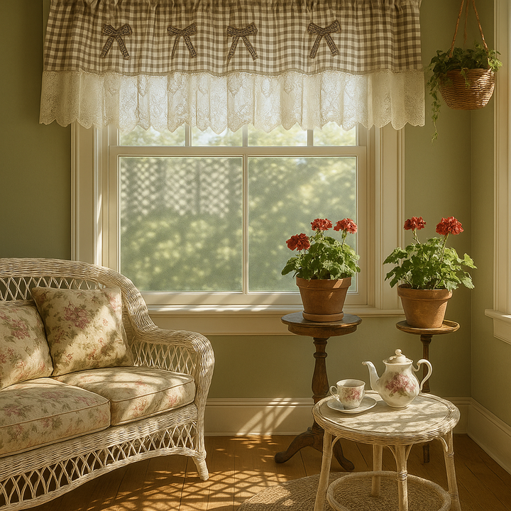 Grid Lace Half Curtain