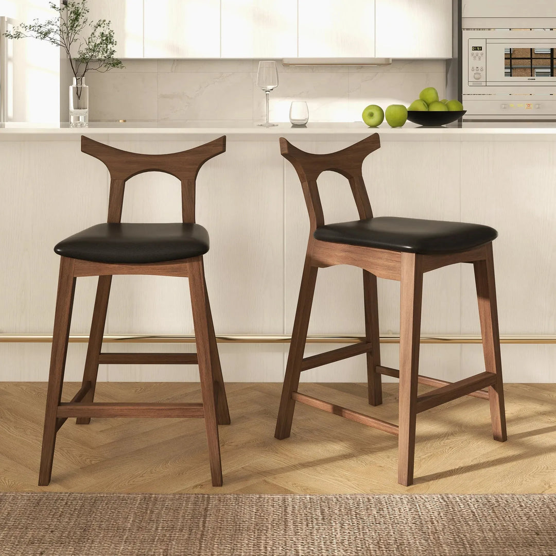 Hester Solid Wood Upholstered Square Bar Chair Black