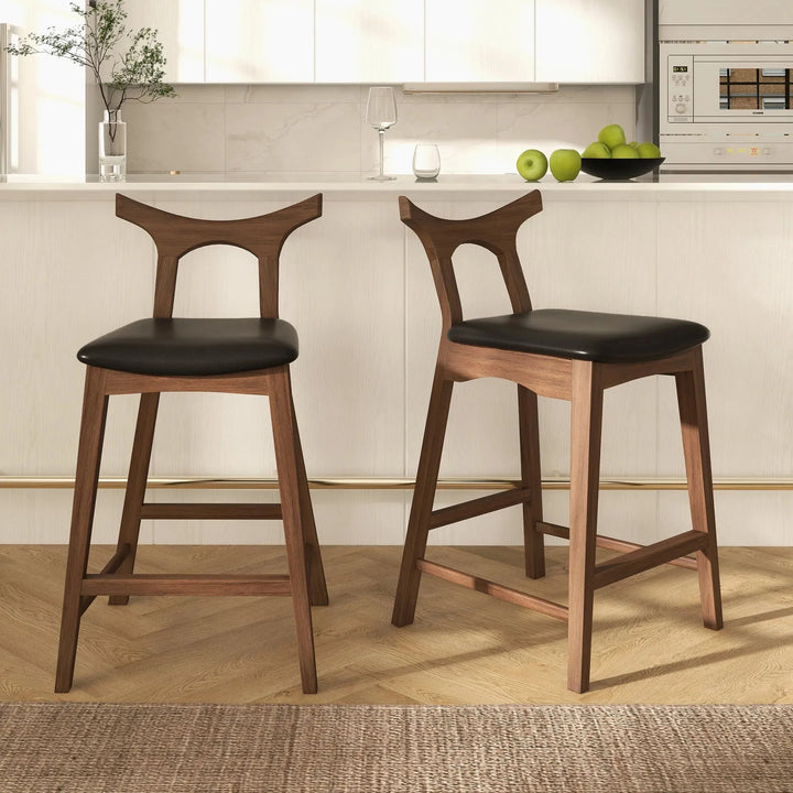 Hester Solid Wood Upholstered Square Bar Chair Black