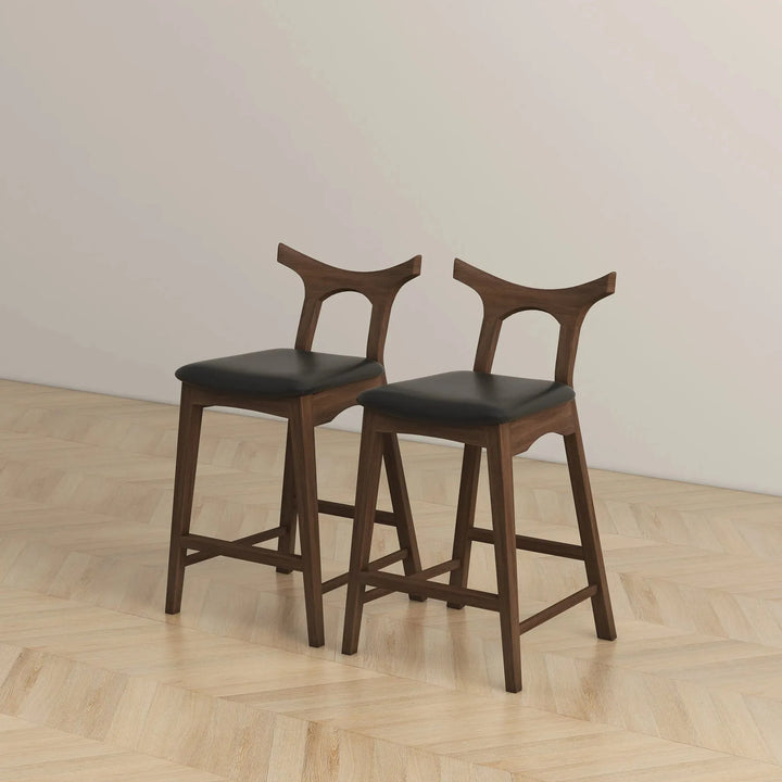 Hester Solid Wood Upholstered Square Bar Chair Black
