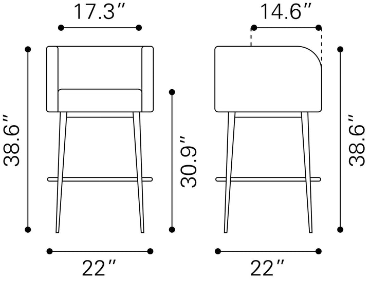 Horbat Barstool Gray