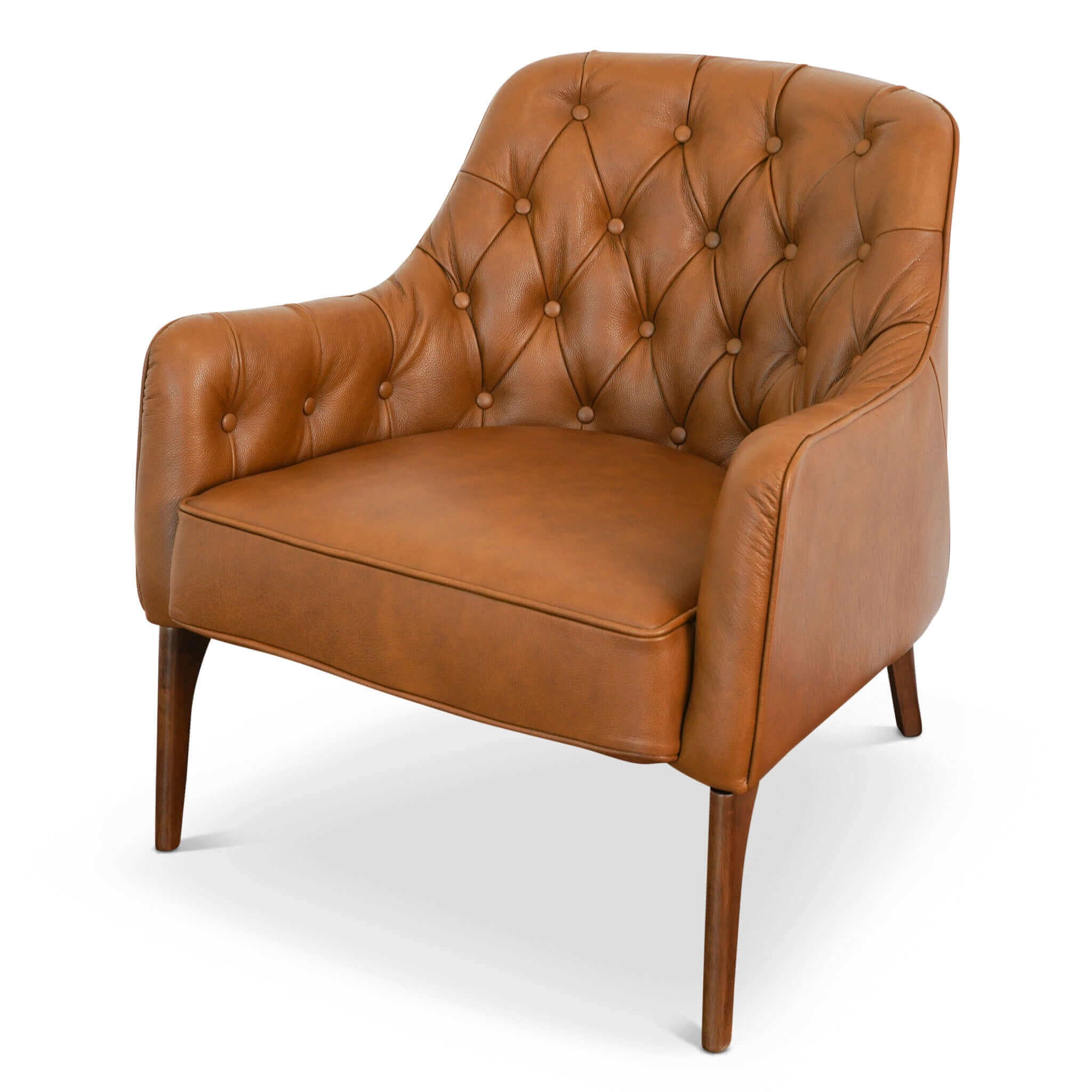 Joshua Tufted Tan Leather Lounge Chair