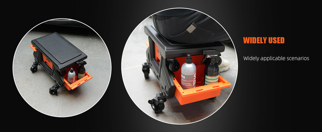 SPTA Car Mechanic Stool Rolling Creeper Seat Cushion Brake Wheels Tray Roller