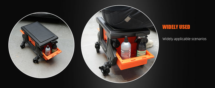 SPTA Car Mechanic Stool Rolling Creeper Seat Cushion Brake Wheels Tray Roller