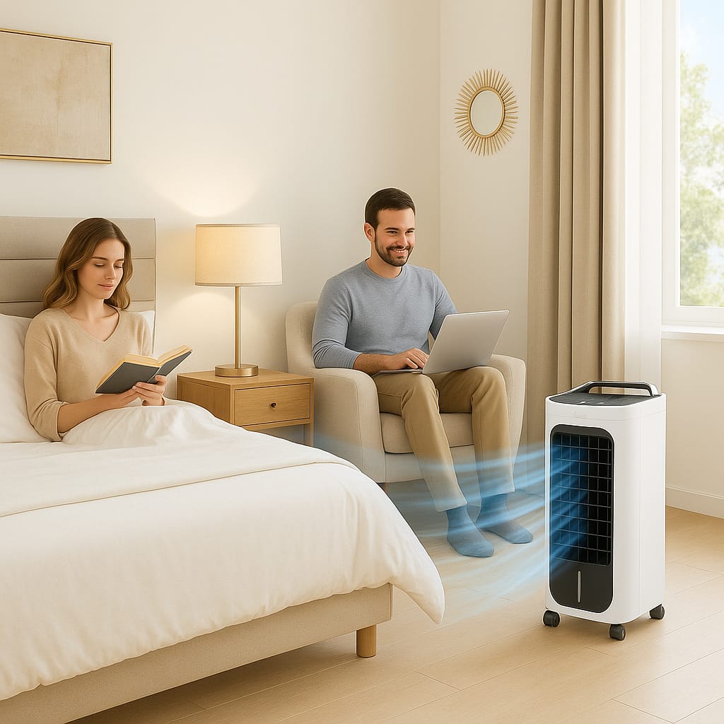 HOMCOM 26" Evaporative Air Cooler – 3-in-1 Ice Cooling Fan with Remote & Timer | Portable Swamp Cooler | Trufairs
