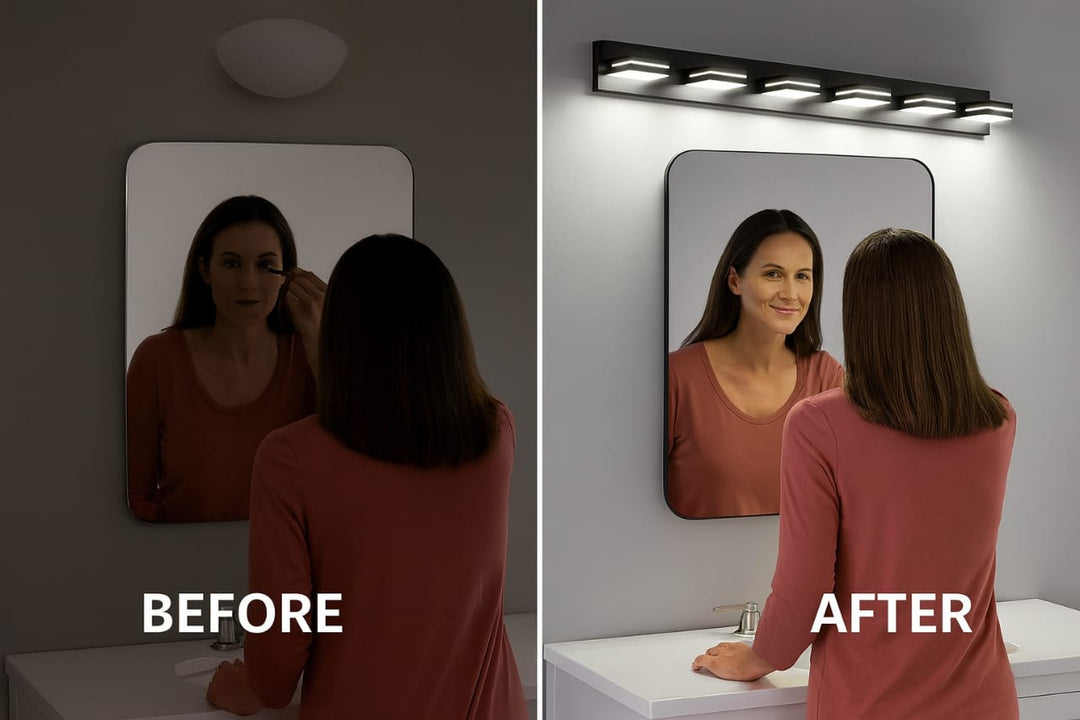Modern Black LED Vanity Light – 6 Lights Wall Sconce for Bathroom and Mirror, Sleek Minimalist Design | Energy-Efficient Easy Install | Trufairs