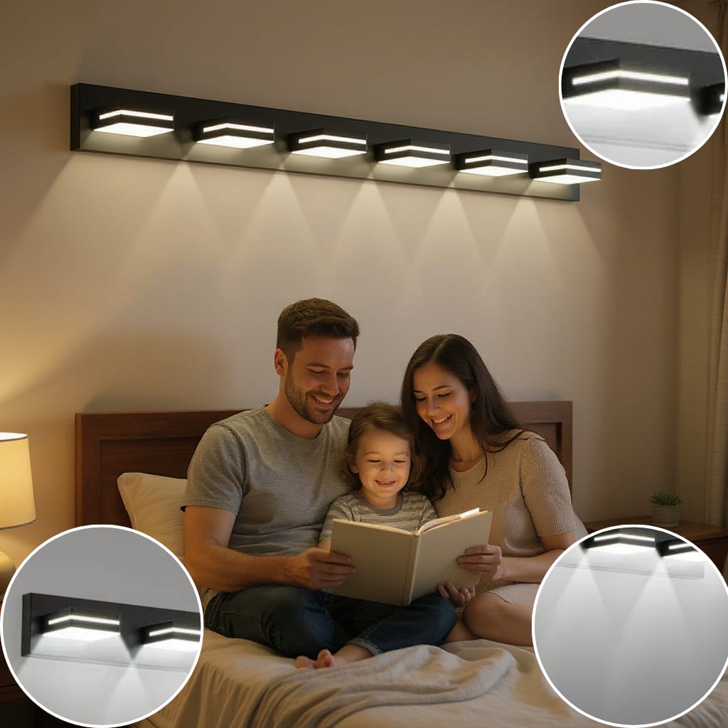 Modern Black LED Vanity Light – 6 Lights Wall Sconce for Bathroom and Mirror, Sleek Minimalist Design | Energy-Efficient Easy Install | Trufairs