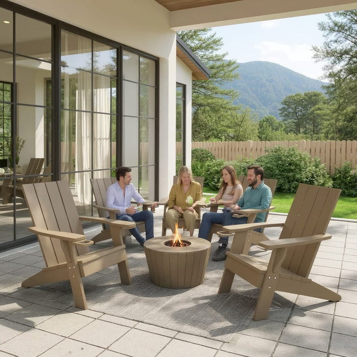 Patio Adirondack Chair – Light Brown Polypropylene  | Weatherproof Outdoor Comfort | Trufairs