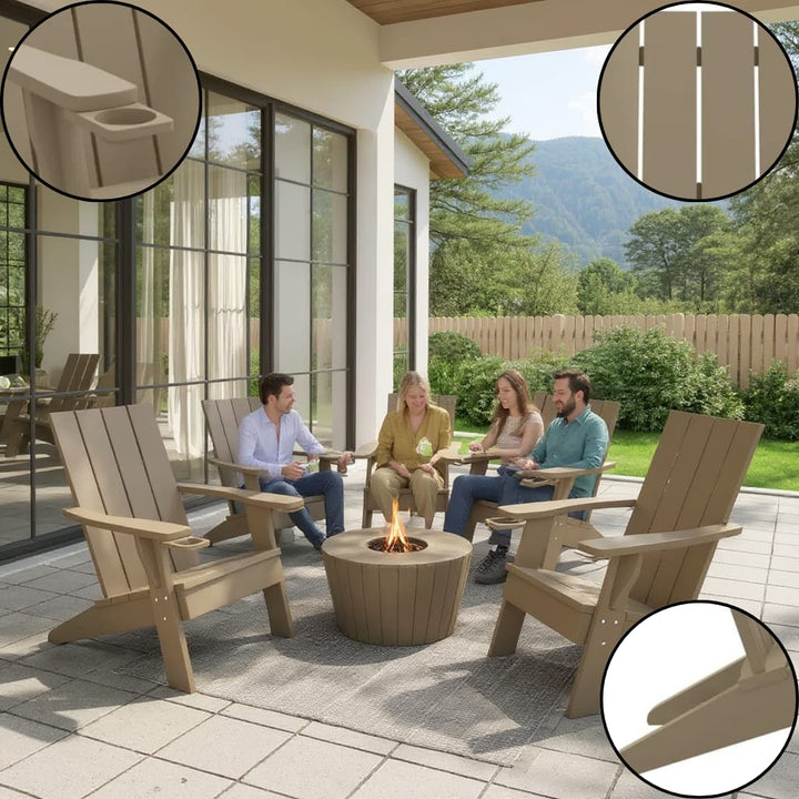 Patio Adirondack Chair – Light Brown Polypropylene  | Weatherproof Outdoor Comfort | Trufairs