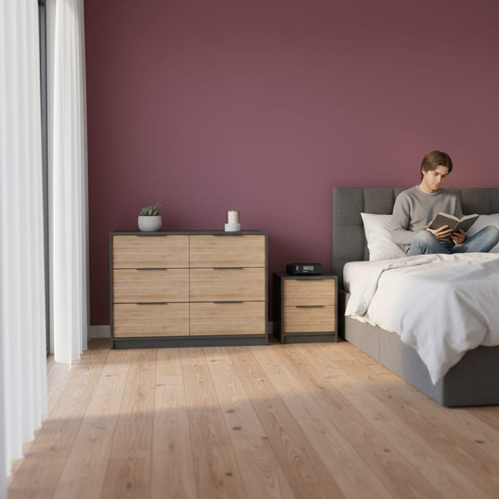 Three Piece Brown and Black Bedroom Set