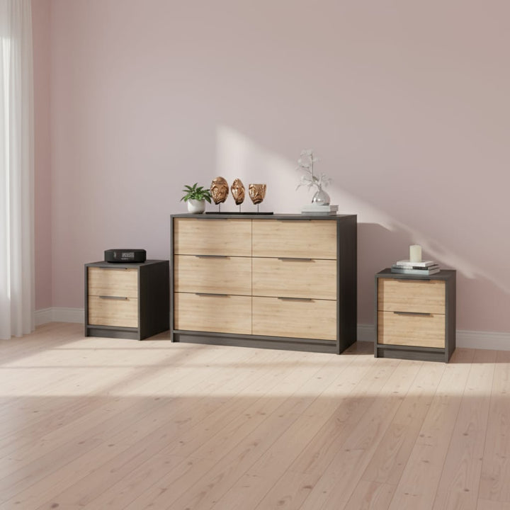 Three Piece Brown and Black Bedroom Set