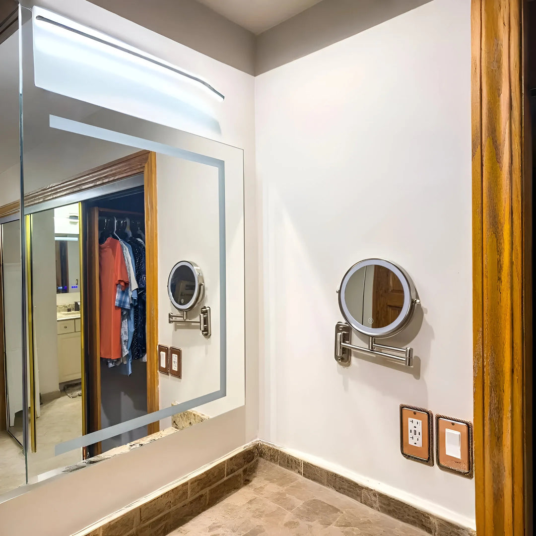 PrecisionGlow LED Wall Mounted Makeup Mirror with 10X Magnification & 360° Swivel | Trufairs