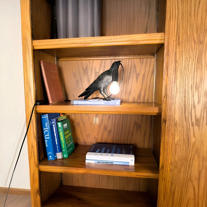 Gothic Raven Resin Bird Table Lamp – Artistic Night Light for Living Room & Office | Trufairs