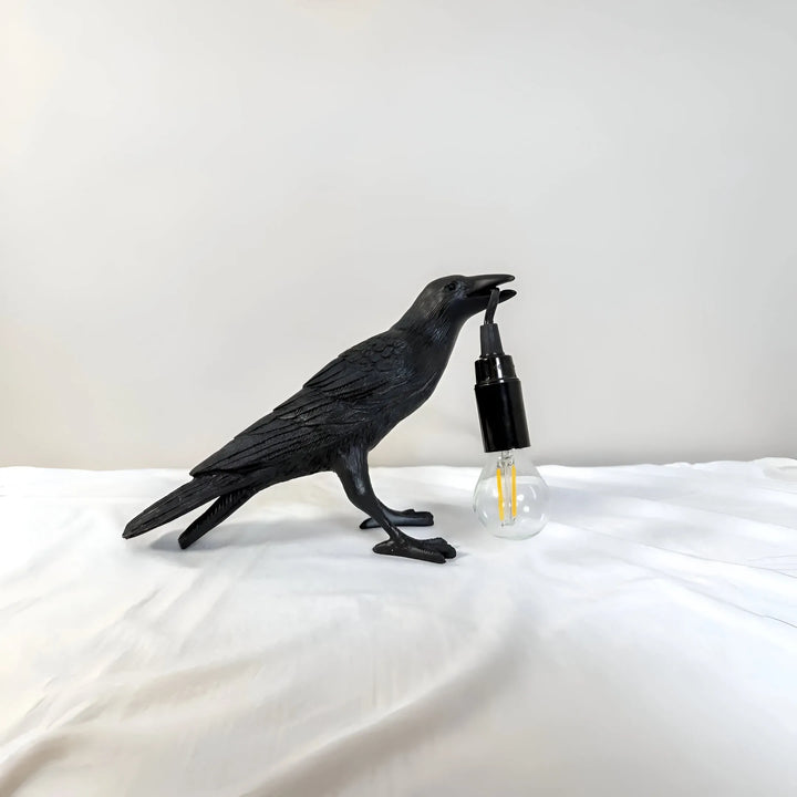 Gothic Raven Resin Bird Table Lamp – Artistic Night Light for Living Room & Office | Trufairs