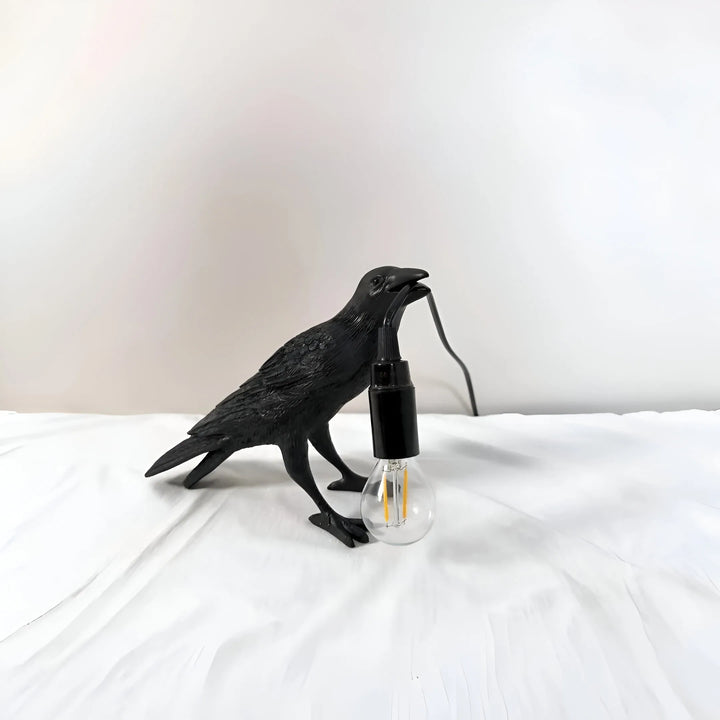 Gothic Raven Resin Bird Table Lamp – Artistic Night Light for Living Room & Office | Trufairs