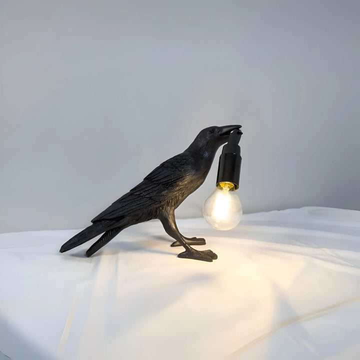 Gothic Raven Resin Bird Table Lamp – Artistic Night Light for Living Room & Office | Trufairs