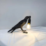 Gothic Raven Resin Bird Table Lamp – Artistic Night Light for Living Room & Office | Trufairs