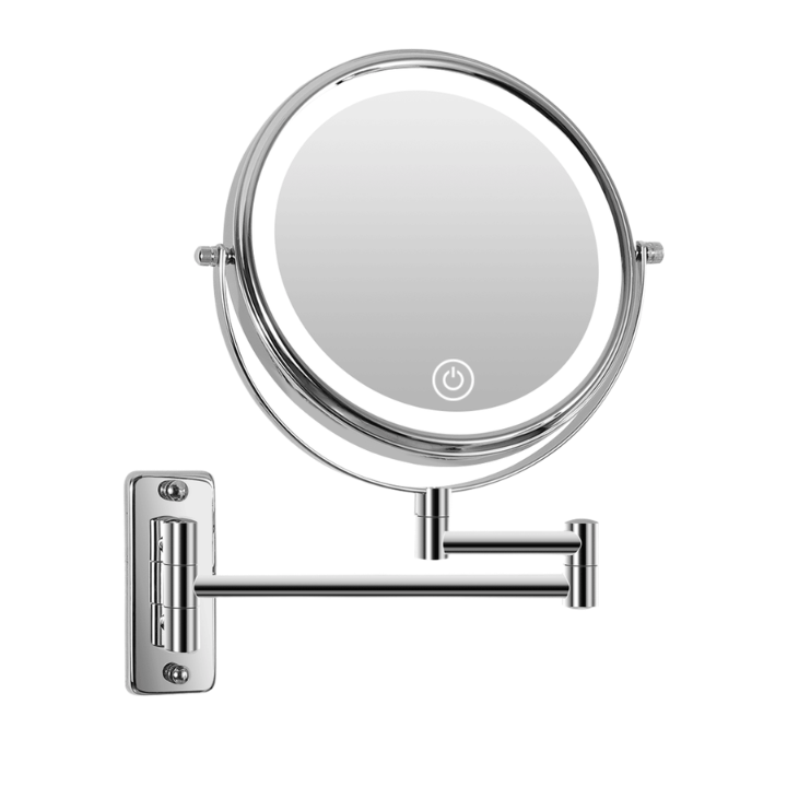 8 Inch Wall-Mounted Makeup Mirror, Double Sided 1x/10x Magnifying Makeup Mirror, 3 Colour Lights Touch Screen Dimmable Bathroom Mirror, 360° Swivel Vanity Mirror Built-In Battery