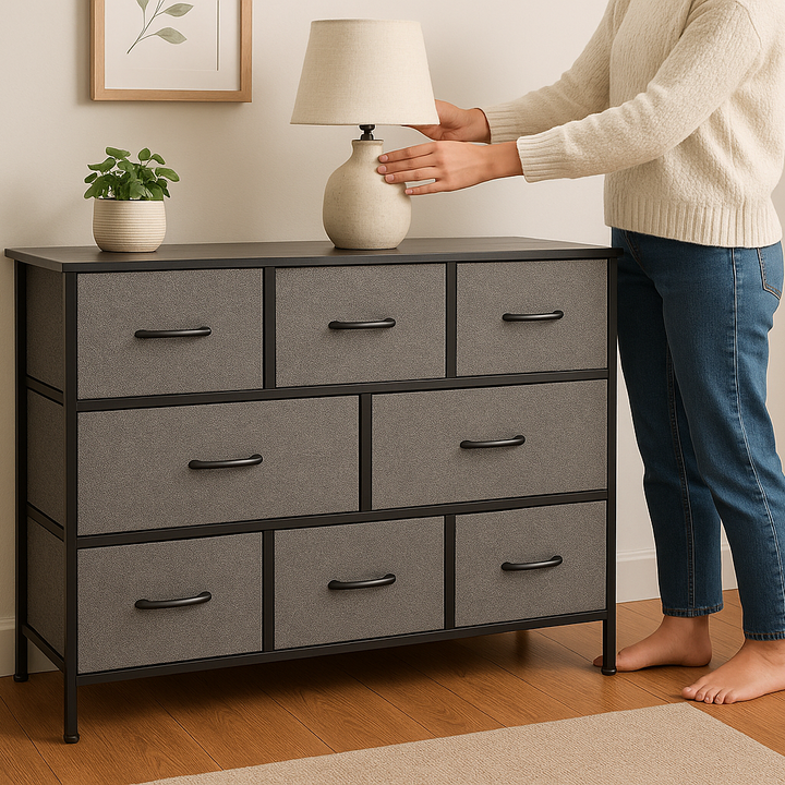 FlexiStore Pro 8-Drawer Dresser – Dark Gray