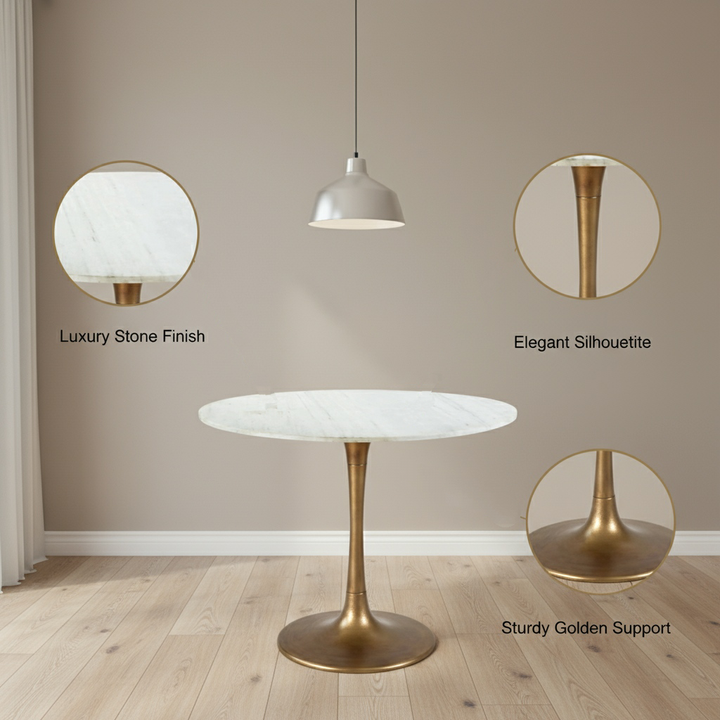 Fullerton Dining Table White & Gold