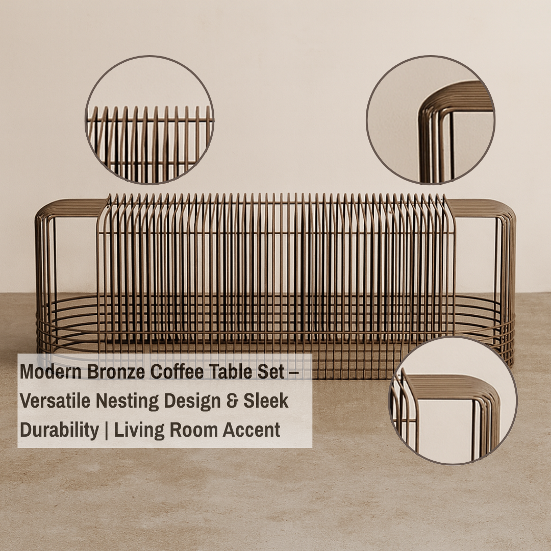 Modern Bronze Coffee Table Set – Versatile Nesting Design & Sleek Durability | Living Room Accent | Trufairs