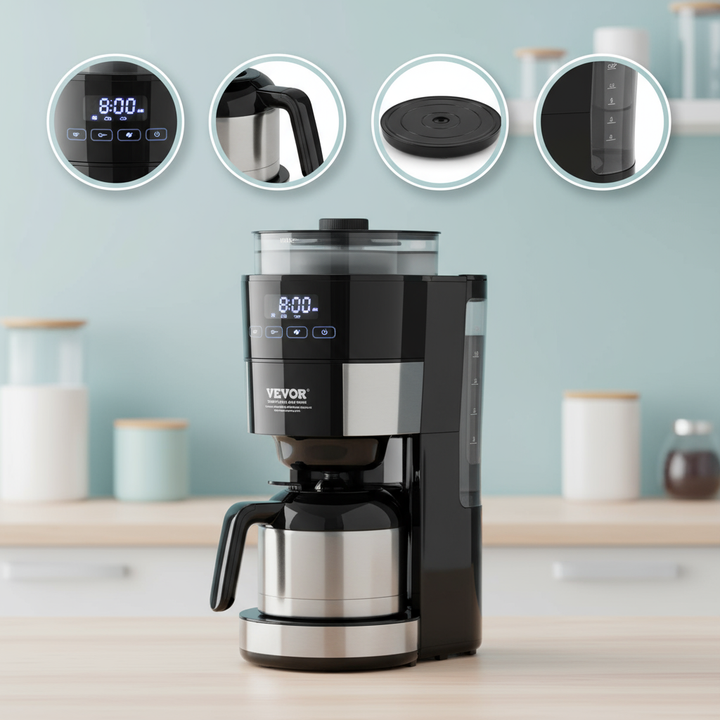 VEVOR 8-Cup Coffee Maker Drip Coffee Machine with 3 Brew Strength Control