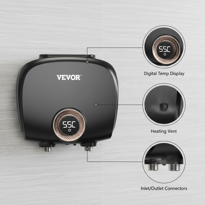 VEVOR Tankless Water Heater Electric, 7kw On Demand Instant Under Sink Water Boiler, Digital Temperature Display & Easy Installation & 24-Hour Water Supply, For Kitchen Bathroom Faucet And Shower