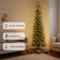 7FT Green Pencil Christmas Tree with 200 Warm White LED Lights – Slim PVC Tree with 469 Tips, Compact Design, Stable Metal Stand, Easy to Assemble
