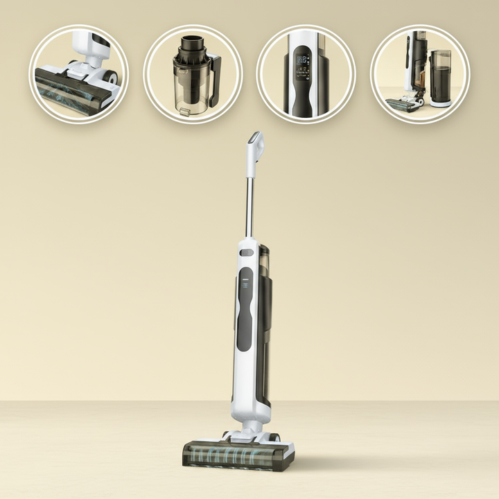 PSCL2001 floor scrubber Voice guidance Contaminant rate 99.92% 180W/7kpa 2in1 handheld vacuum cleaner battery life 50 minutes Voice Tips + display, hot air dry water electrolysis self-cleaning, stron