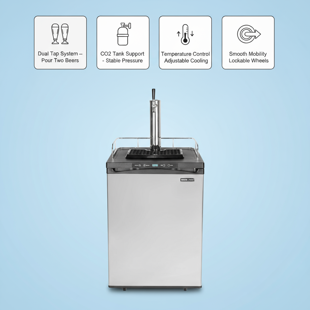 VEVOR Beer Kegerator Draft Beer Dispenser Full Size Keg Refrigerator Single Tap