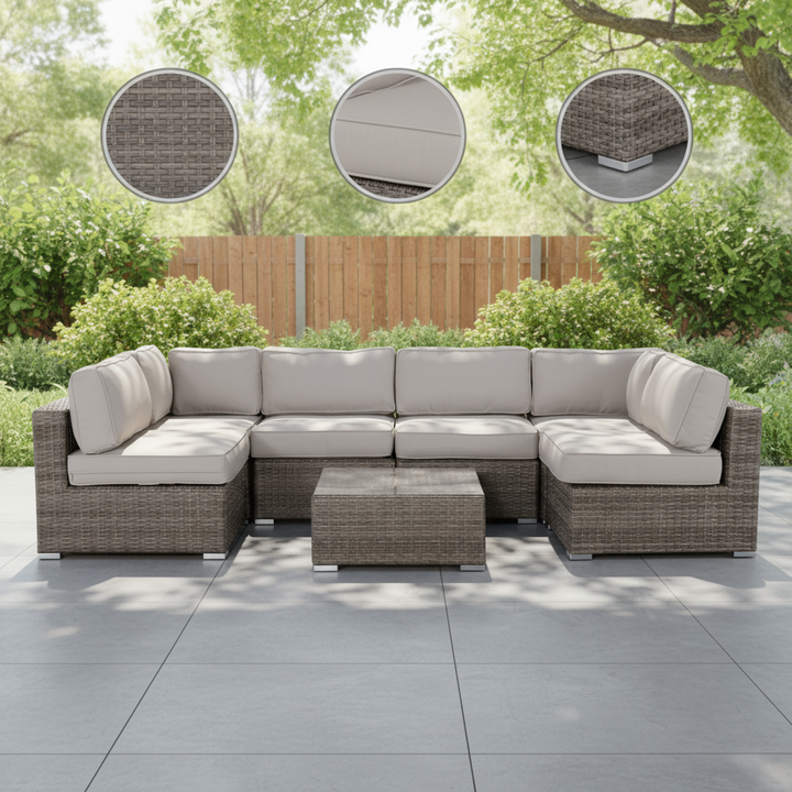 Fully Assembled Wicker Patio Sofa Set for 4 with Cushions – Premium Outdoor Seating Group with Weather-Resistant Construction and Plush Comfort for Patios, Gardens & Poolside Areas