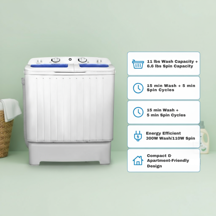 Apartments Compact Twin Tub Spin Washing Machine Dryer