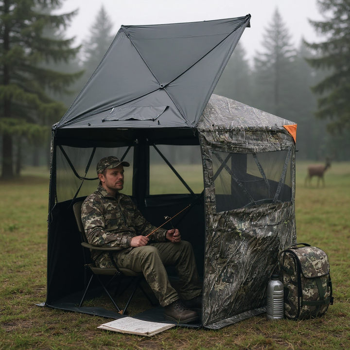 6-7 Person Portable See-Through Ground Hunting Blind – Mesh Pop-Up Deer & Turkey Blind with Carrying Bag | Trufairs