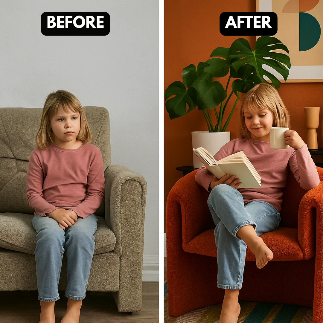 Modern Comfort Accent Chair – Sherpa Upholstery | Designer Orange Seating | Trufairs