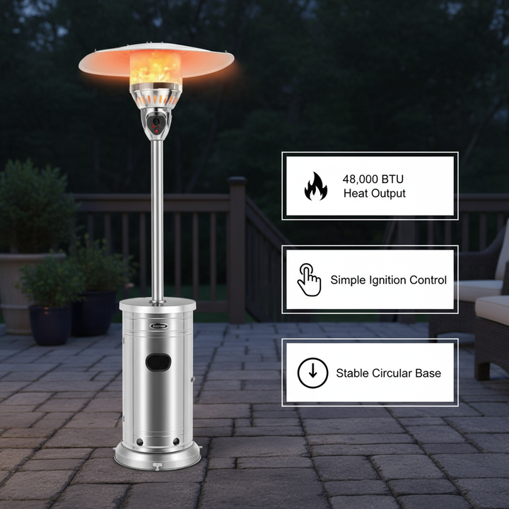 48000 BTU Patio Heater with Simple Ignition System