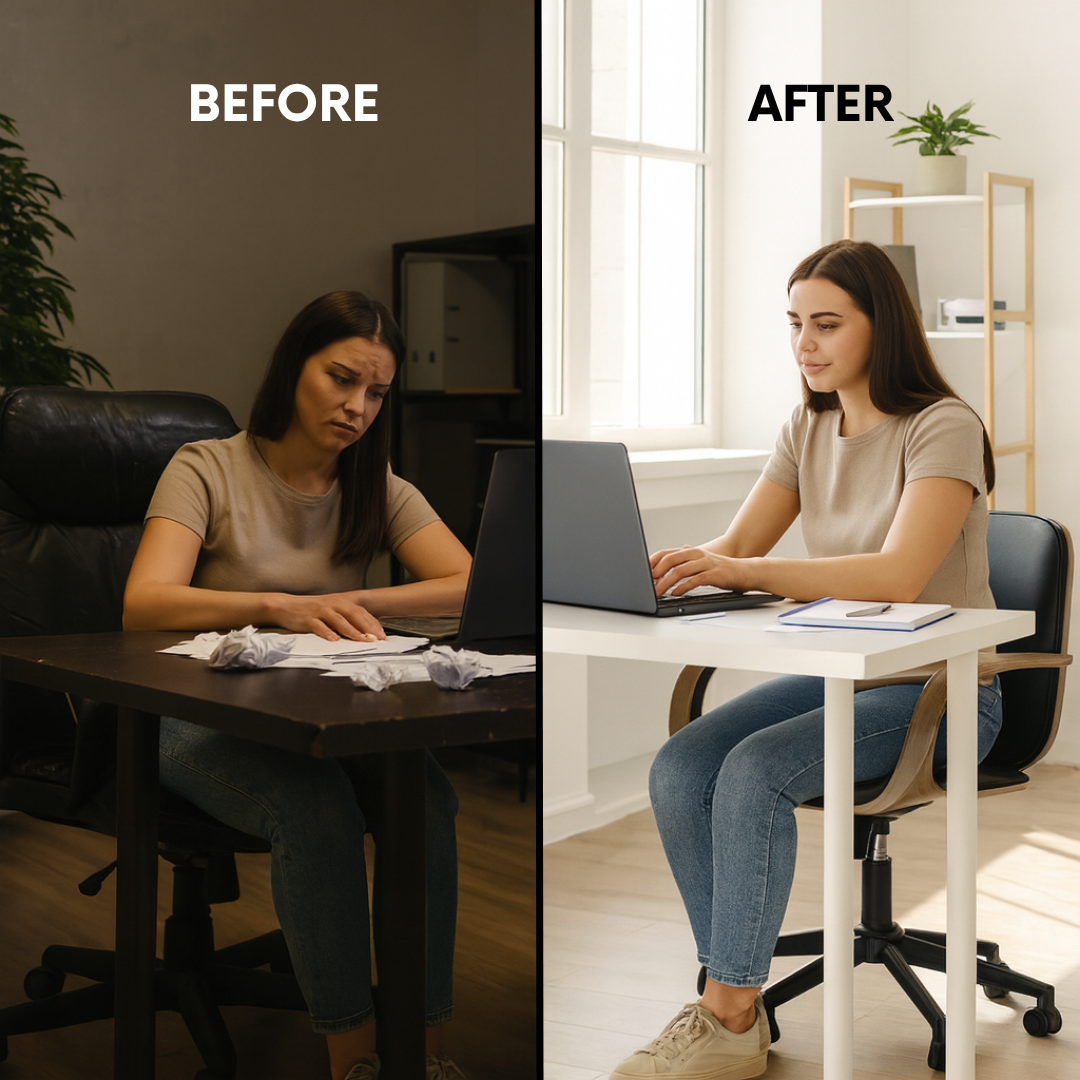Black Contemporary Office Chair – Ergonomic Faux Leather with Adjustable Height | Modern Desk Chair | Trufairs