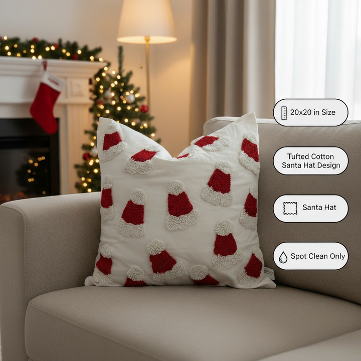 Santa hat throw pillow cover, 20x20 inch