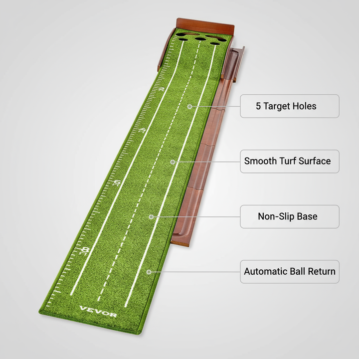 VEVOR 5 Hole Golf Putting Mat Indoor Golf Putting Green Golf Training Aid