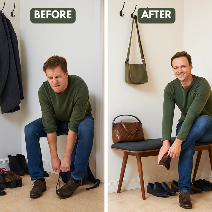 Modern Utility Bench – Black Comfort & Walnut Finish | Designer Bench | Trufairs