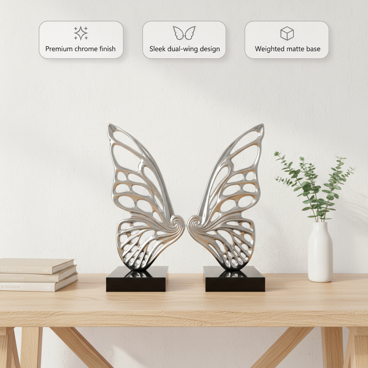 Butterfly Wings Sculpture // Chrome