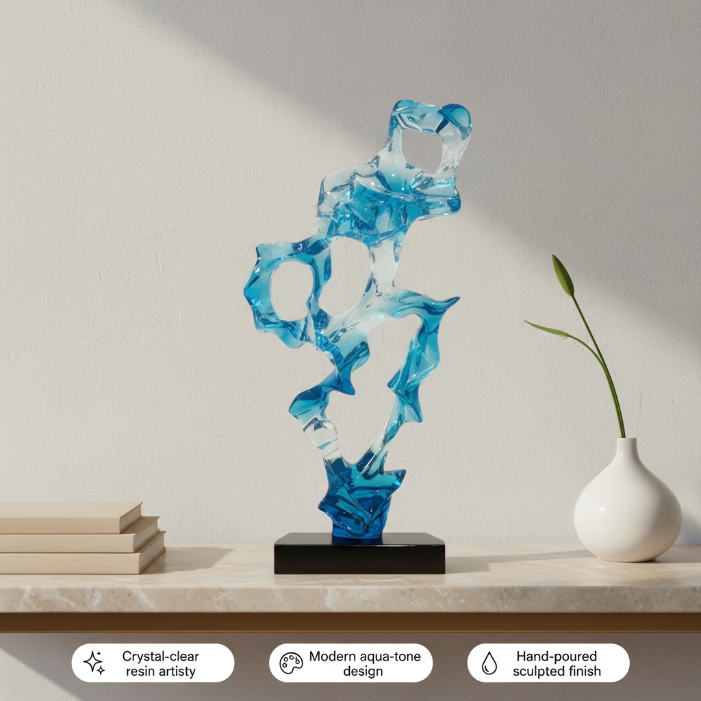 Clear Blue Resin Sculpture