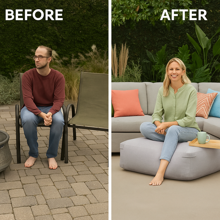 Modern Outdoor Ottoman – Plush Gray Versatility | Patio Accent Seating | Trufairs