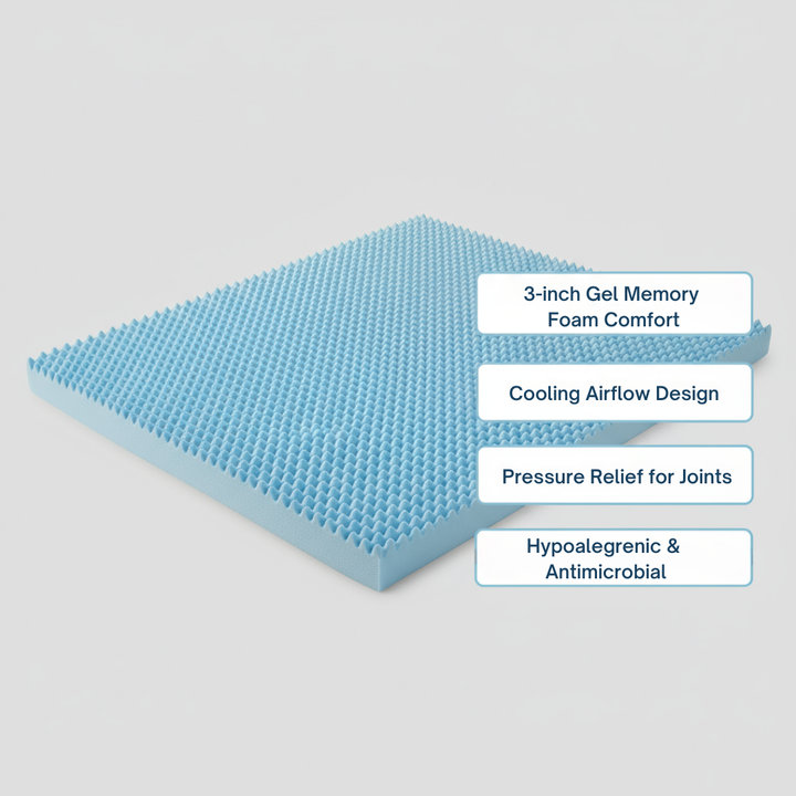 All Season Reversible Hypoallergenic Cooling Mattress Topper, Queen Size, 3 inch Foam