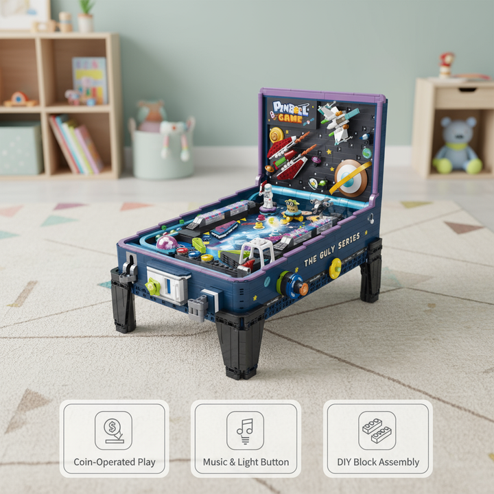 High Quality Building Blocks Pinball Machine, Game Table, Coin Operated, Children's Puzzle Assembly Model, Boy Creative Gift Toy