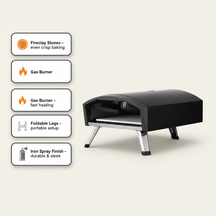 VEVOR 12" Outdoor Pizza Oven Portable Gas Oven Iron Spray Foldable for Camping