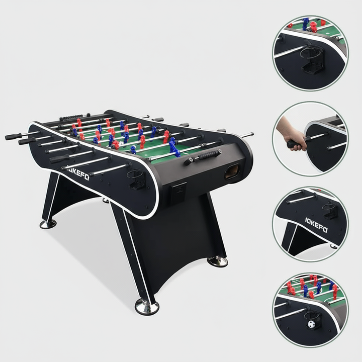 Foosball Table Soccer Arcade Games: Foosball Tables Adult Size for Home, Game Room, Bar - Competition Sized Football Table w/ 2 Balls, 2 Drink Holders, Table Soccer Game for Kids and Adults