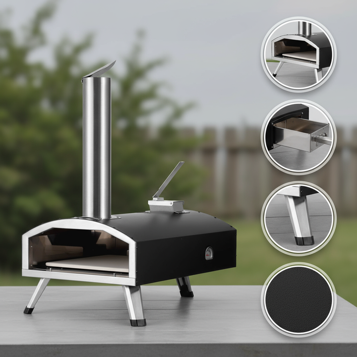 VEVOR 12" Outdoor Pizza Oven Portable Wood Pellet Pizza Oven Iron Spray Camping