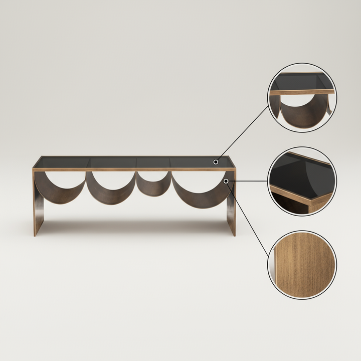 Reed Coffee Table Brass & Black