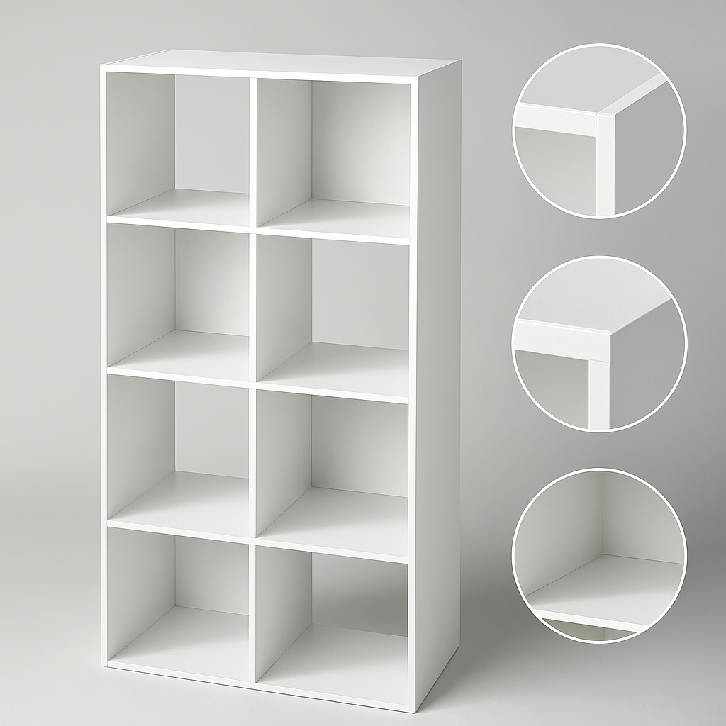 8 Cube Storage Organizer – White Finish with Open Shelves for Home & Office | Cube Storage Cabinet | Trufairs